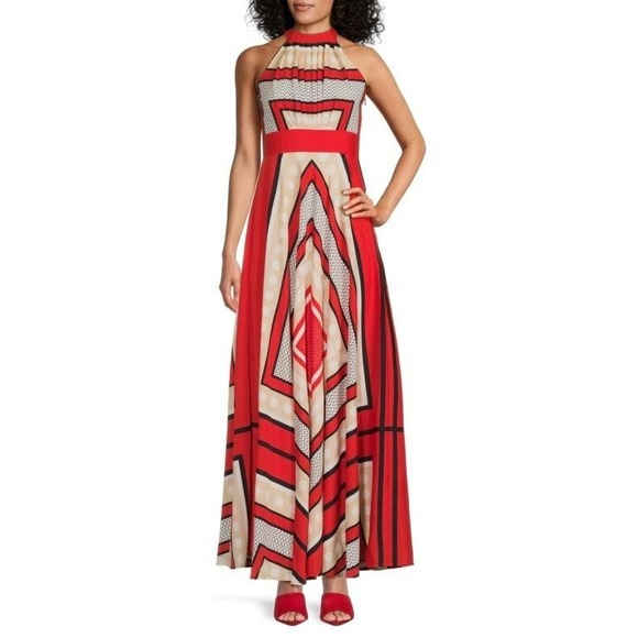 Sleeveless Maxi Eliza J Scarf Print Maxi Dress ELIZA J Poppy Stripe Scarf Print Crepe De Sleeveless Maxi Eliza J Scarf Print Maxi Dress ELIZA J Poppy Stripe Scarf Print Crepe De